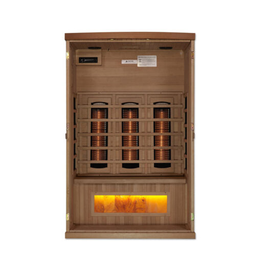 Golden Designs 2-Person Full Spectrum PureTech™ Near Zero EMF FAR Infrared Sauna with Himalayan Salt Bar (Canadian Hemlock) - Image 4