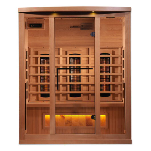 Golden Designs 3-Person Full Spectrum PureTech™ Near Zero EMF FAR Infrared Sauna with Himalayan Salt Bar (Canadian Hemlock) - Image 2