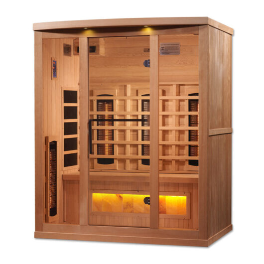 Golden Designs 3-Person Full Spectrum PureTech™ Near Zero EMF FAR Infrared Sauna with Himalayan Salt Bar (Canadian Hemlock) - Image 3