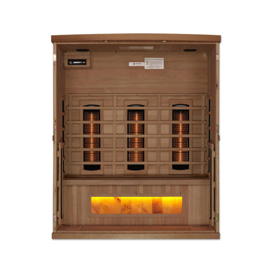 Golden Designs 3-Person Full Spectrum PureTech™ Near Zero EMF FAR Infrared Sauna with Himalayan Salt Bar (Canadian Hemlock) - Image 4