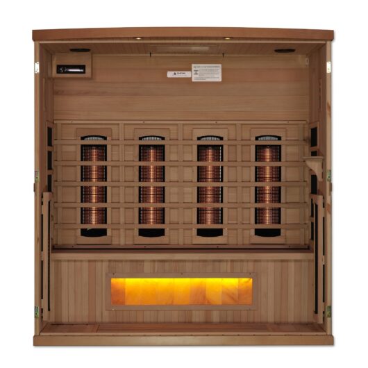 Golden Designs 4-Person Full Spectrum PureTech™ Near Zero EMF FAR Infrared Sauna with Himalayan Salt Bar (Canadian Hemlock) - Image 4