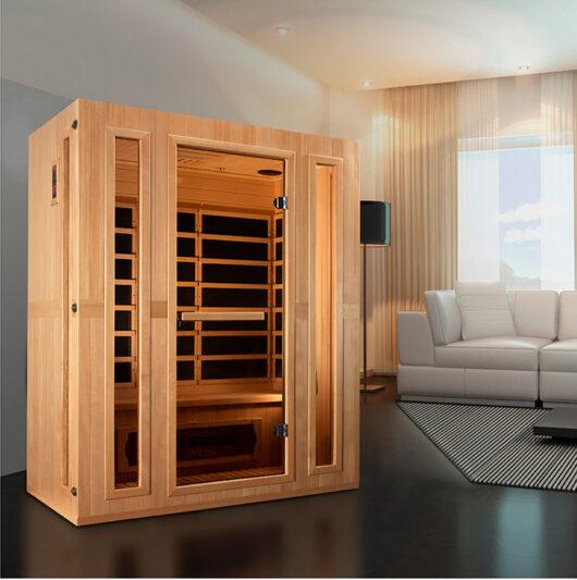 Maxxus Trinity 3-Person Corner Low EMF FAR Infrared Sauna (Canadian Hemlock) - Image 4